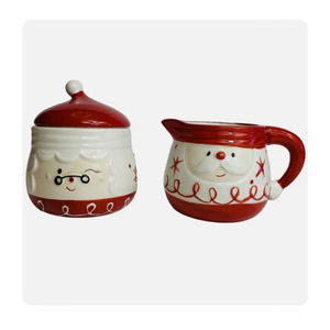 Magenta Home Christmas Santa And Mrs. Claus Sugar‎ Creamer Set 13 Oz Ceramic New